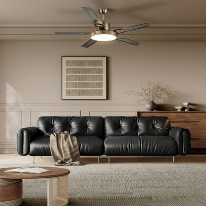 Modern White & Bronze Ceiling Fan with Integrated LED Light