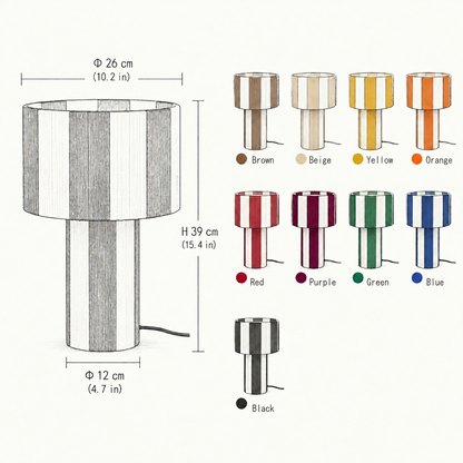 Modern Striped Cotton Cord Table Lamp – Decorative Bedside Light