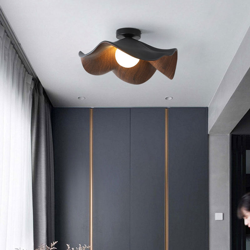 Creative Retro Wood Grain Ceiling Light for Entryway Balcony