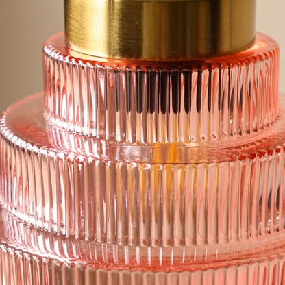 Tiered Ribbed Glass Pendant Light | Sculptural Hand-Blown Glass & Brushed Brass