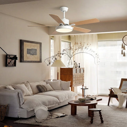 Modern White & Bronze Ceiling Fan with Integrated LED Light