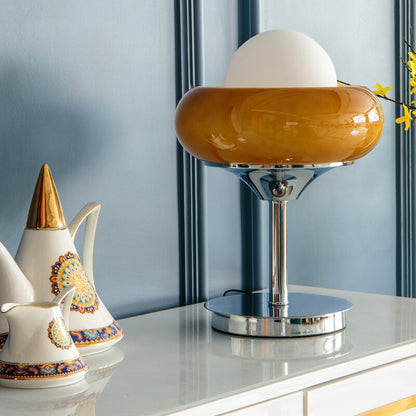 Vintage Bauhaus Glass Table Lamp for Bedside