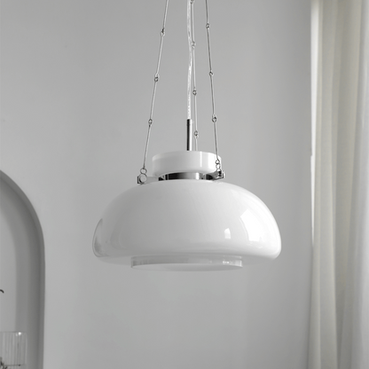 Mid-Century Modern Bauhaus Dome Glass Pendant Light 