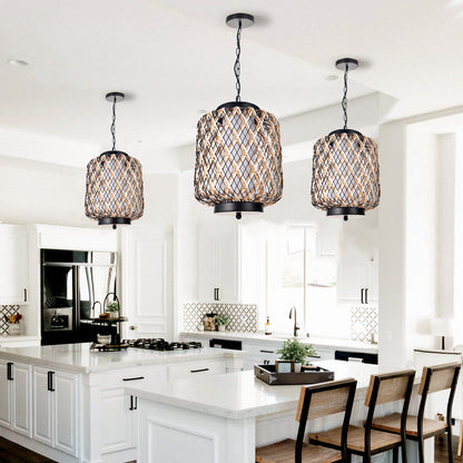 Outdoor Waterproof Lantern Rattan Pendant Lights Modern Chandelier