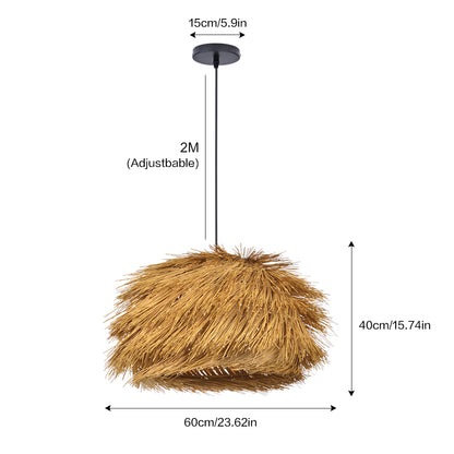 Modern Grass Tassel Pendant Light - Tropical Boho Shaggy Woven Lamp