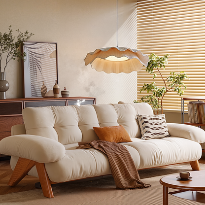 Modern 2-Tier Pleated Fabric Lotus Pendant Light - Japandi Floral Chandelier