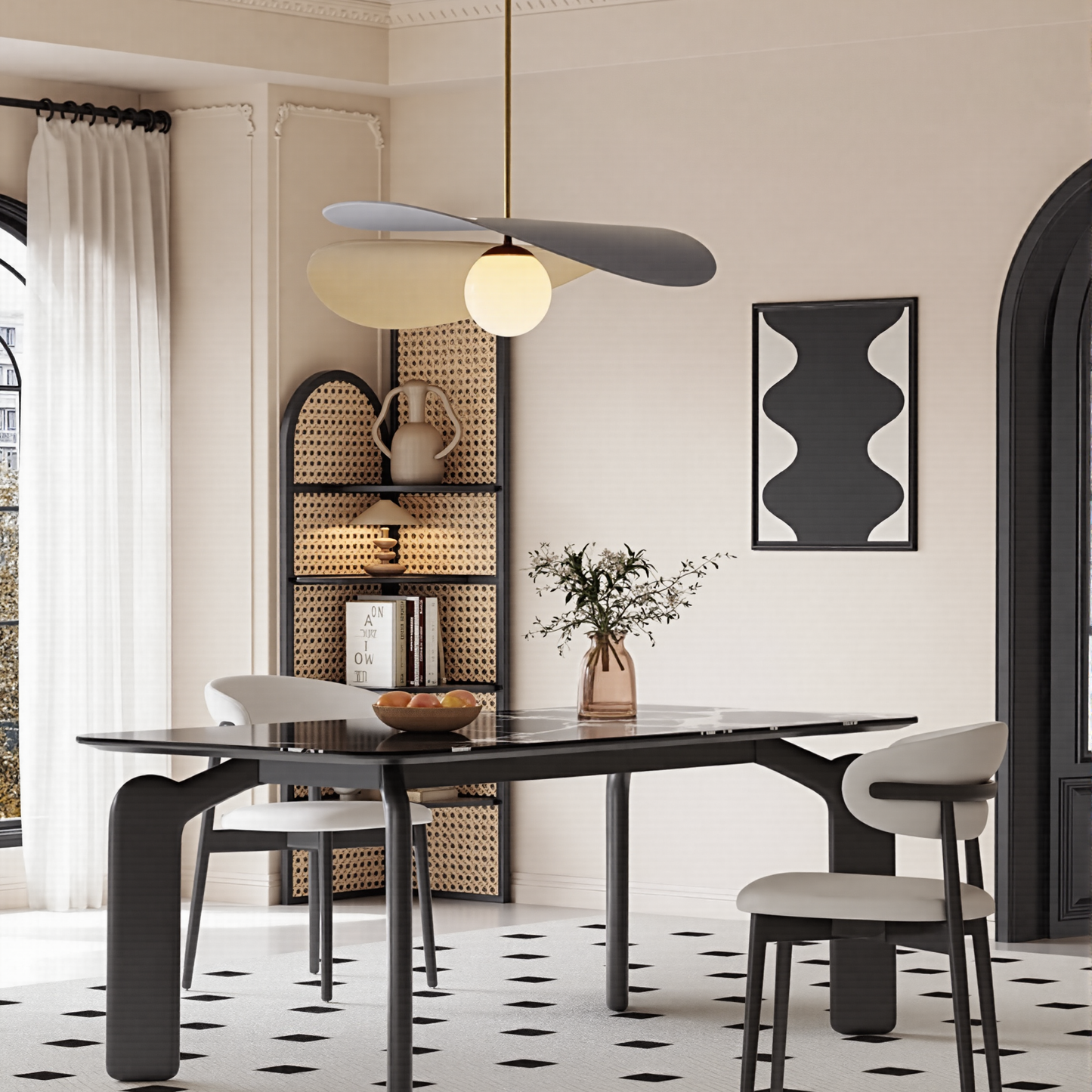 Modern Petal Chandelier - Mid-Century Tri-Tone Leaf Pendant Light
