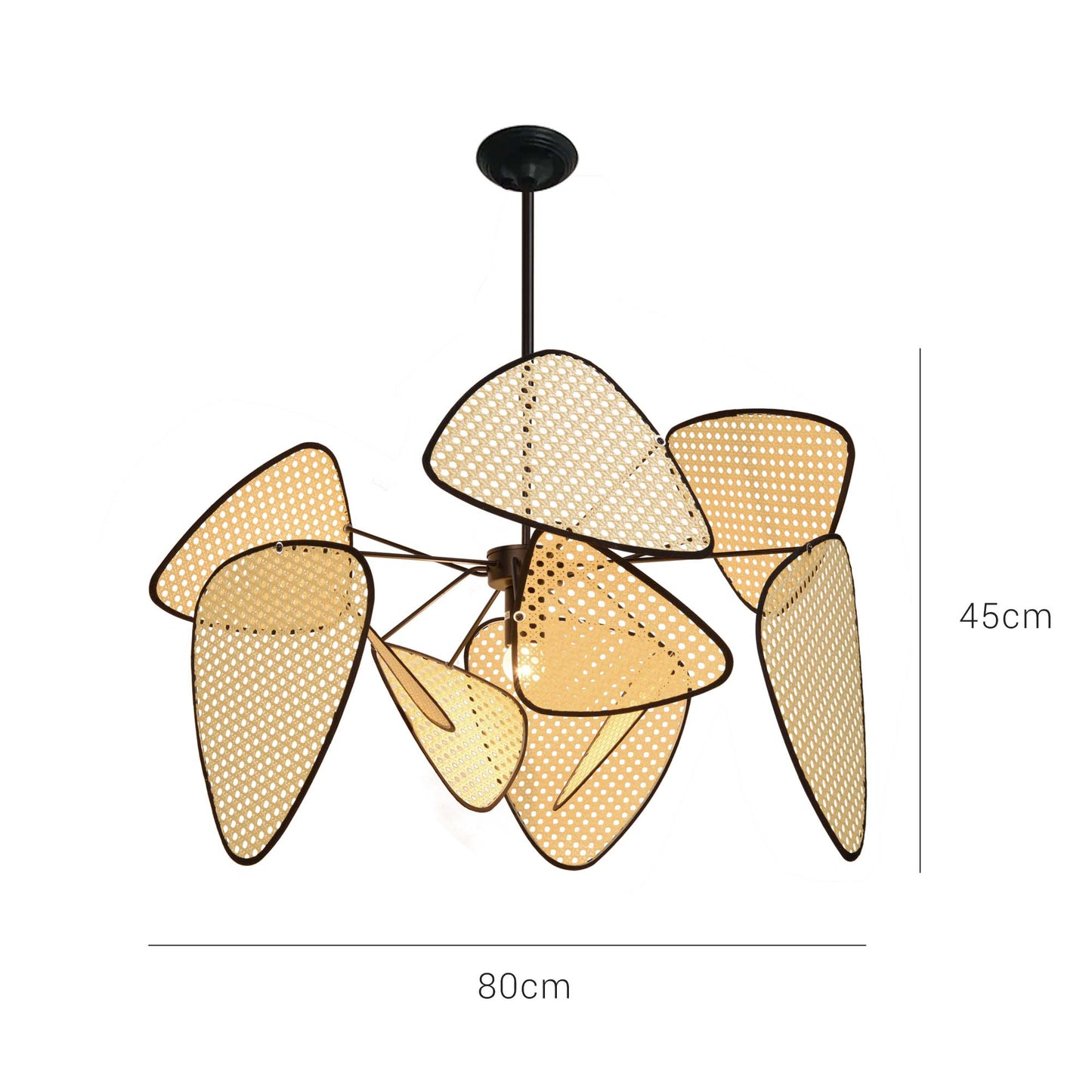 Modern Rattan Pendant Light – Artistic Multi-Leaf Woven Chandelier for Dining & Living Room