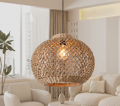 Handwoven Rattan Pendant Light for the Living Room