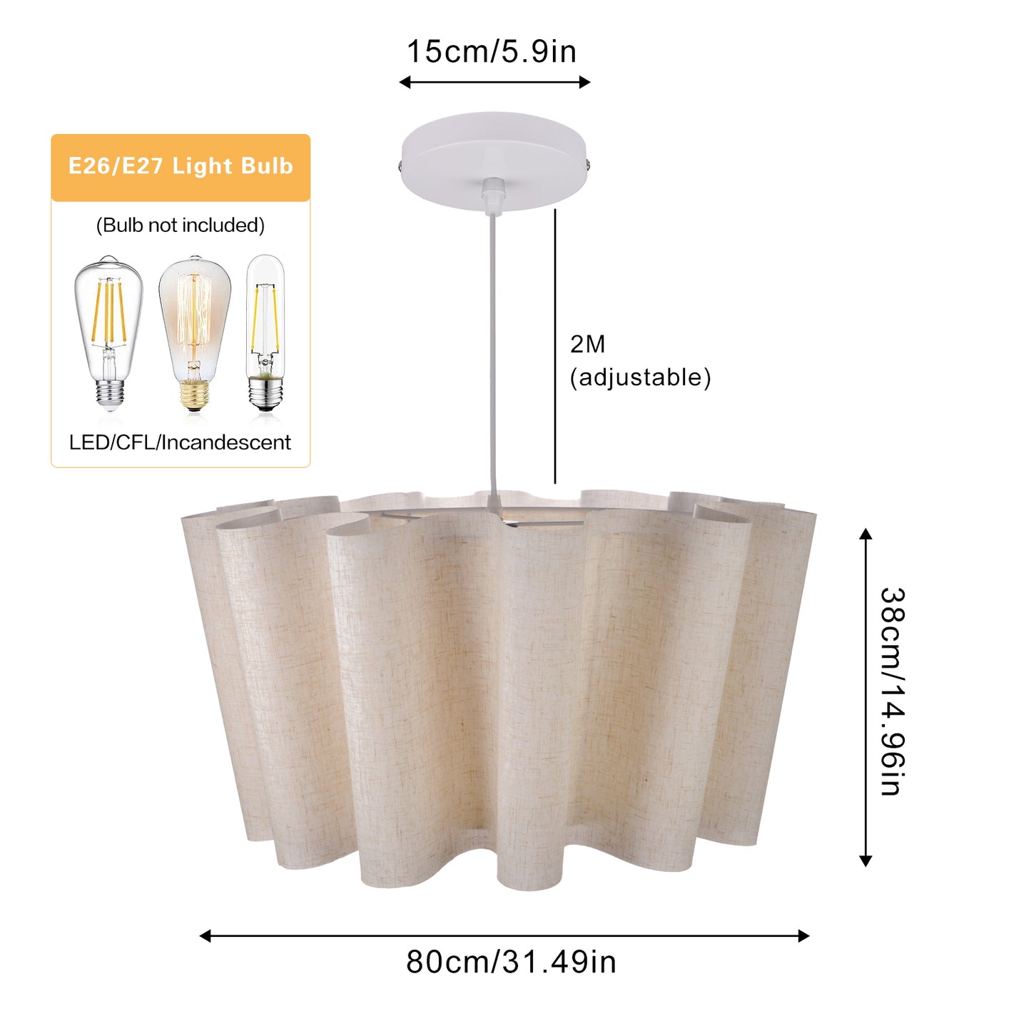 Nordic Fabric Pleated Pendant Lights