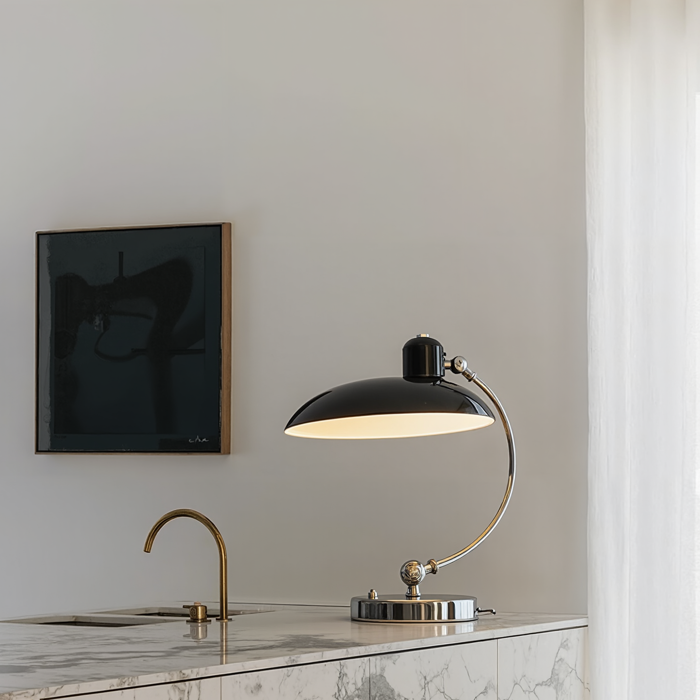 Mid-Century Bauhaus Adjustable Desk Lamp - Vintage Banker's Task Light