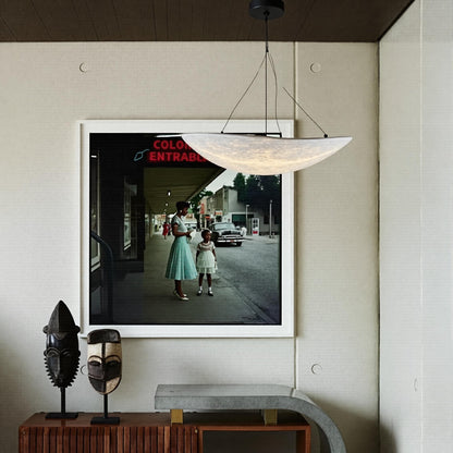 Modern Wavy Fiber Pendant Light - Wabi-Sabi Linear Hanging Lamp