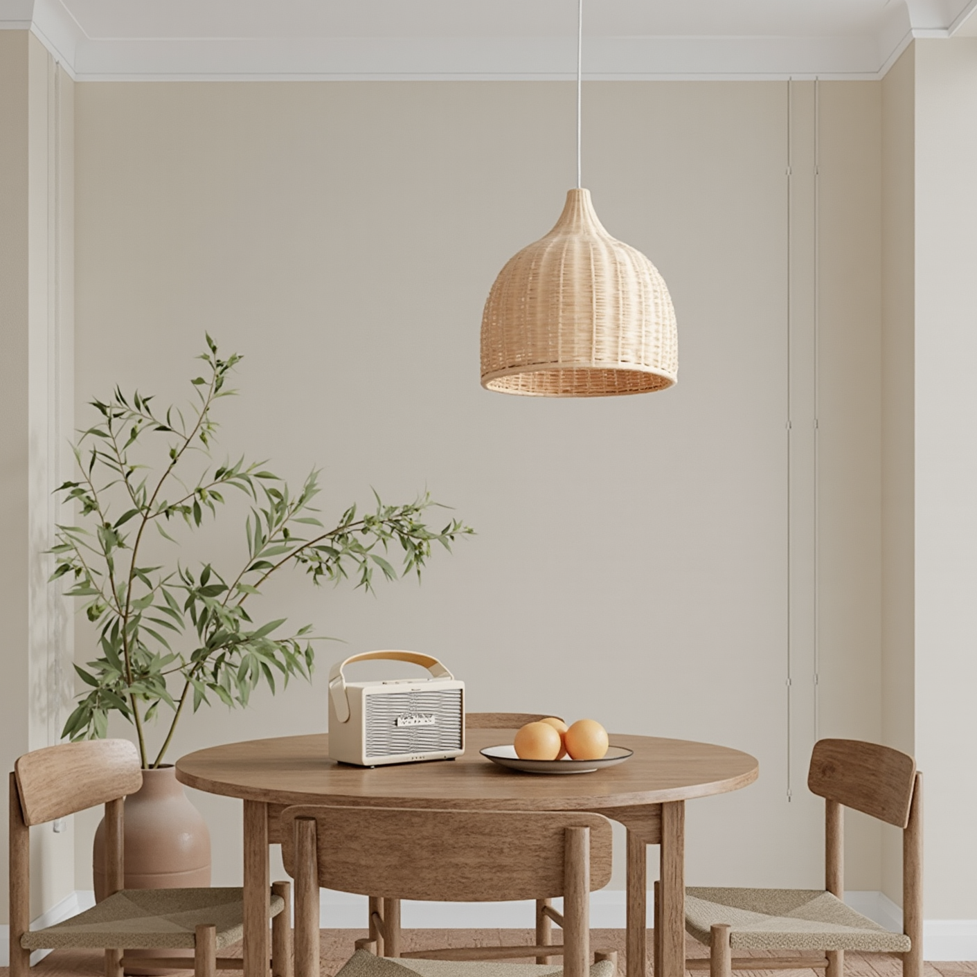 Bohemian Pendant Lampshade Rattan Pendant Light Hand-Woven Wicker Lamp