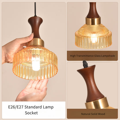 Nordic Vintage Glass Pendant Light for Bedroom or Study