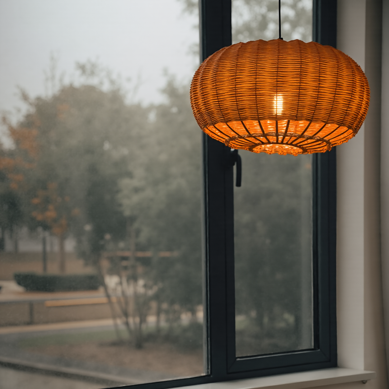 Rattan chandelier retro Japanese style wabi-sabi style bamboo pendant light