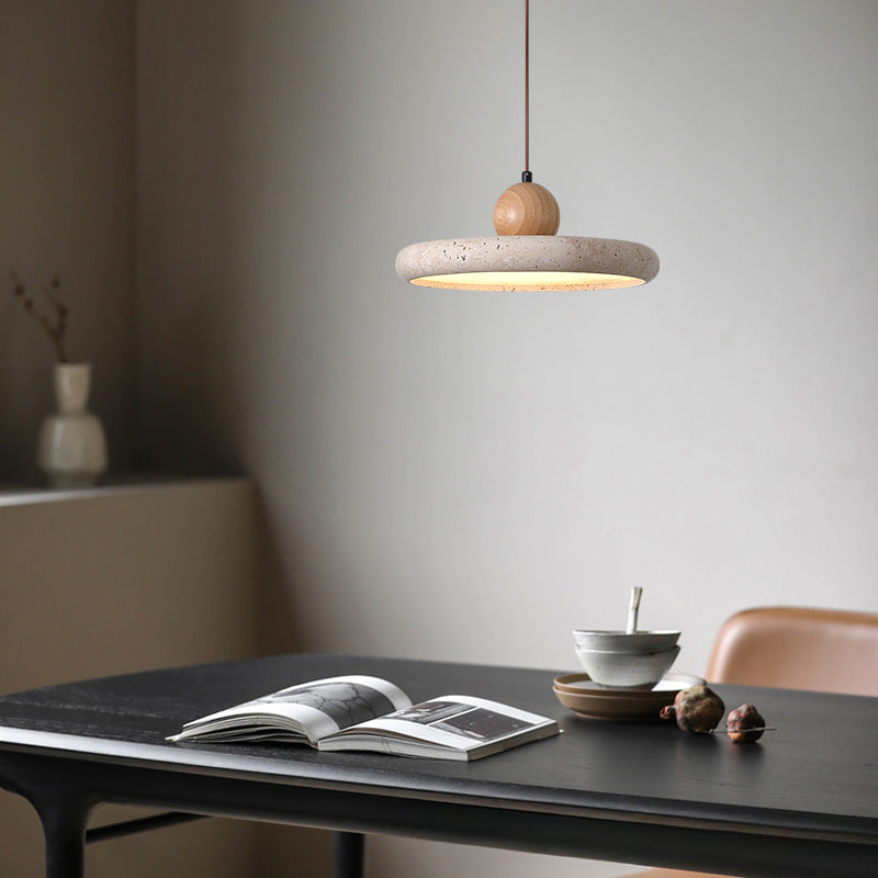 Wabi-Sabi Style Yellow Travertine Pendant Light for Dining Table Lamp