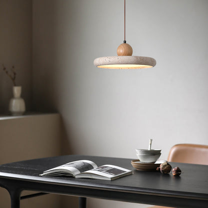 Wabi-Sabi Style Yellow Travertine Pendant Light for Dining Table Lamp