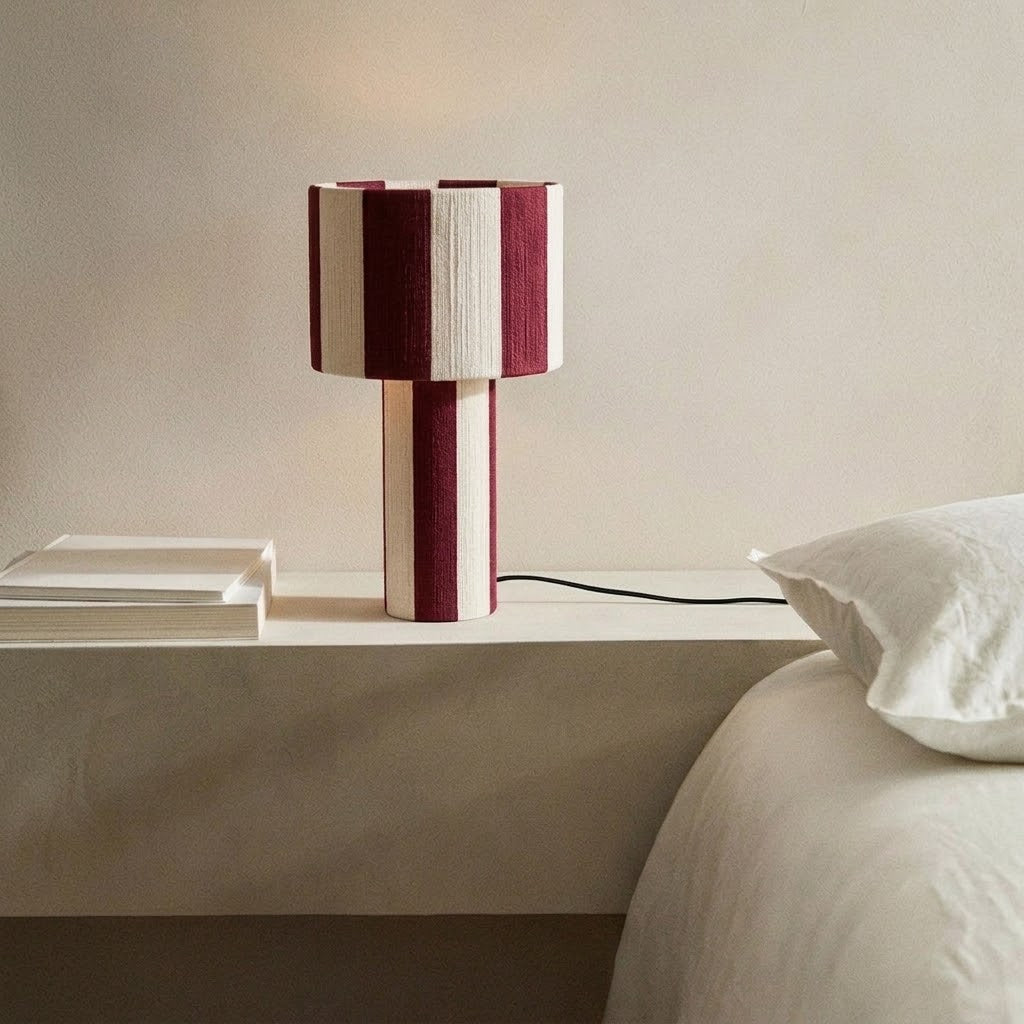 Modern Striped Cotton Cord Table Lamp – Decorative Bedside Light