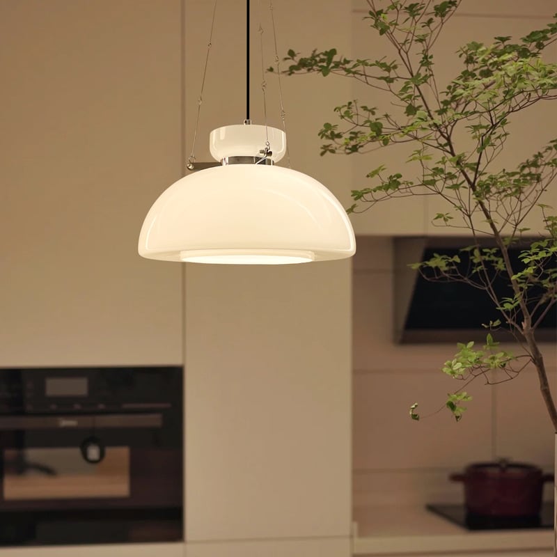 Mid-Century Modern Bauhaus Dome Glass Pendant Light 