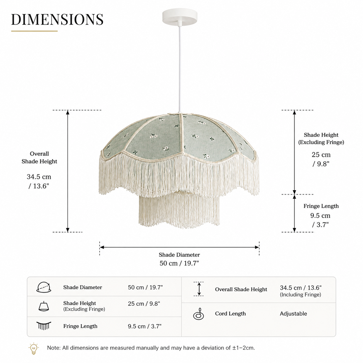 Vintage Floral Fabric Fringe Pendant Light