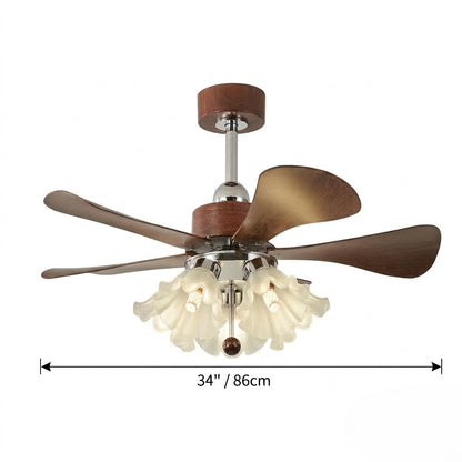 Modern Wooden Ceiling Fan with Light | 34/42 Inch LED Fan with Glass Shades