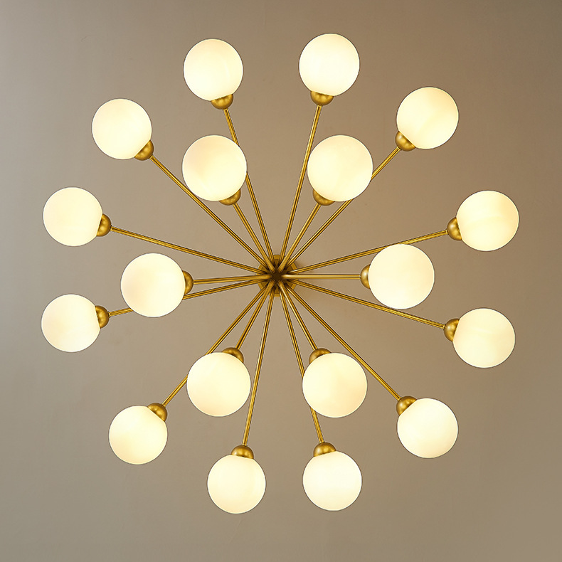 Modern Branching Globe Chandelier - Nordic Gold 18-Light Pendant