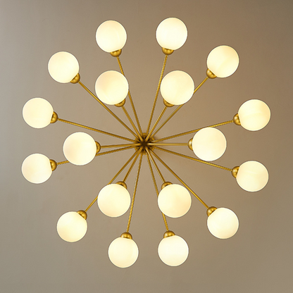 Modern Branching Globe Chandelier - Nordic Gold 18-Light Pendant