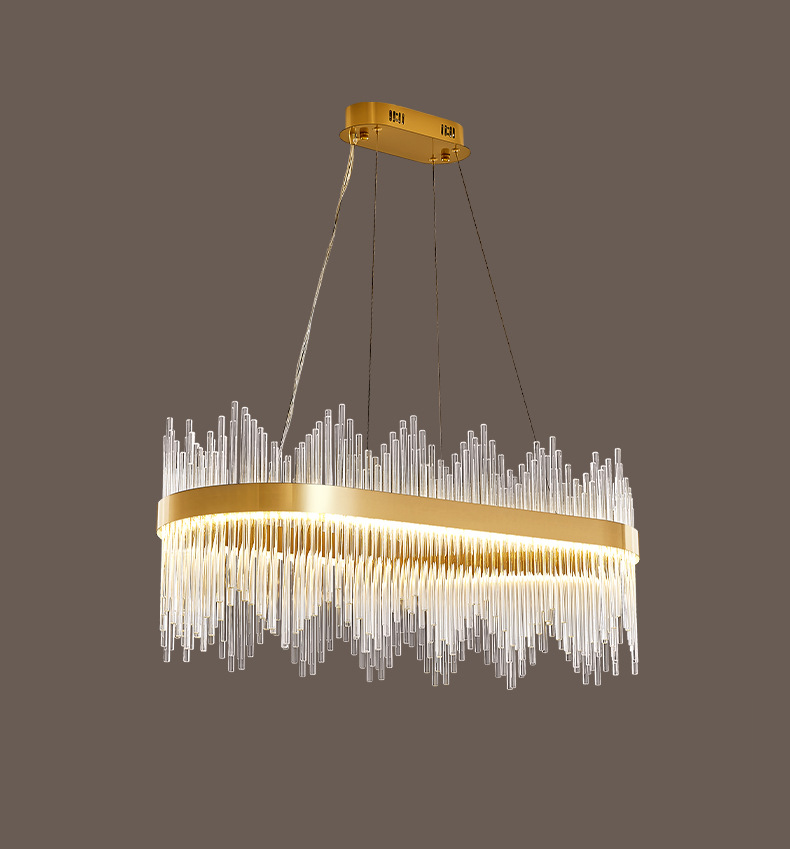 Modern Crystal Wave Chandelier - Luxury Gold Fringe Pendant Light