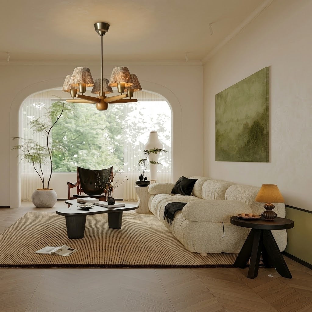 Mid-Century Solid Wood Ceiling Light for Dining Room