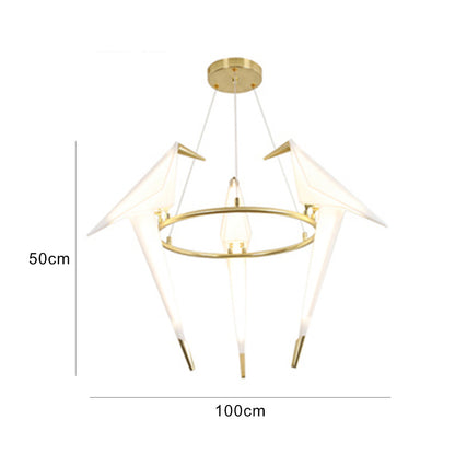 3-Bird Circular Origami Chandelier | Gold Round Dining Room Light