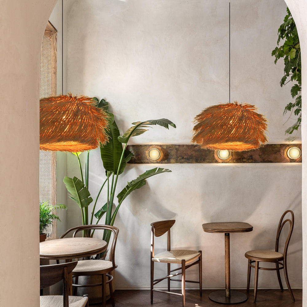 Modern Grass Tassel Pendant Light - Tropical Boho Shaggy Woven Lamp