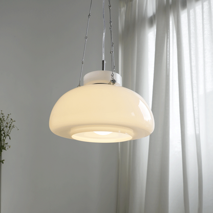 Mid-Century Modern Bauhaus Dome Glass Pendant Light 