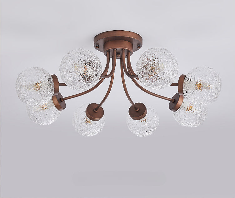 French Vintage Glass Ceiling Light for Living Room
