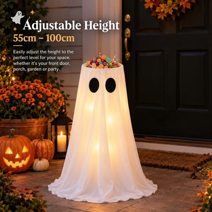 Light-Up Ghost Halloween Candy Bowl with Adjustable Height