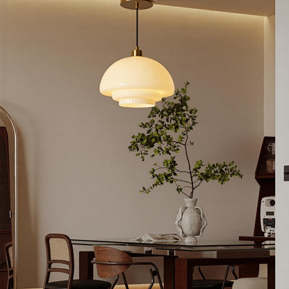 Mid Century Style Milk White Glass Pendant Light