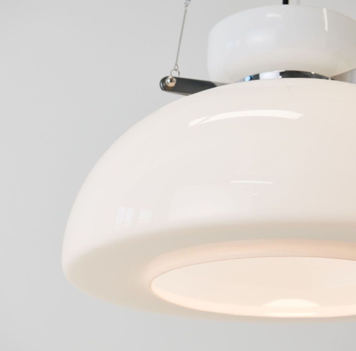 Mid-Century Modern Bauhaus Dome Glass Pendant Light 