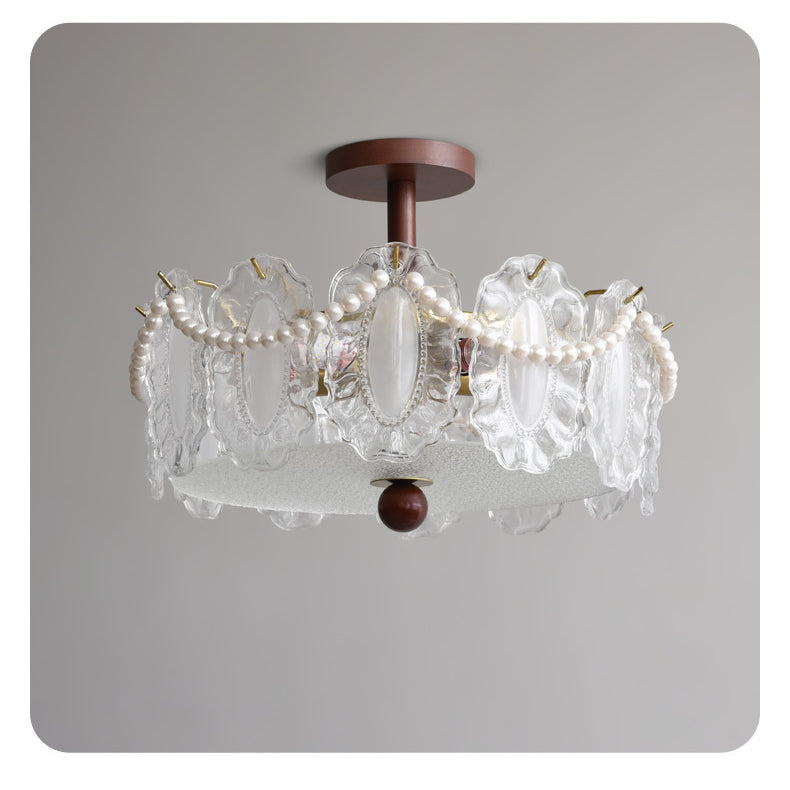 French-style Glass Ceiling Lamp for Living Room