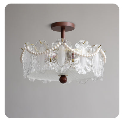 French-style Glass Ceiling Lamp for Living Room