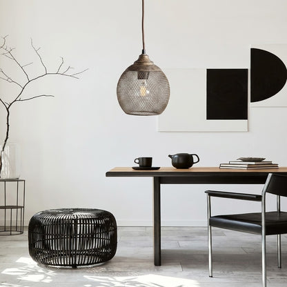 Woven Iron Pendant Light in Aged Grey