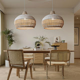 Load image into Gallery viewer, Handwoven Rattan Pendant Light for Kitchen Island – Boho Ceiling Lamp
