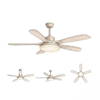 Modern Style Ceiling Fan with Light Natural Wood Finish & LED for Bedroom