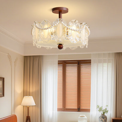 French-style Glass Ceiling Lamp for Living Room