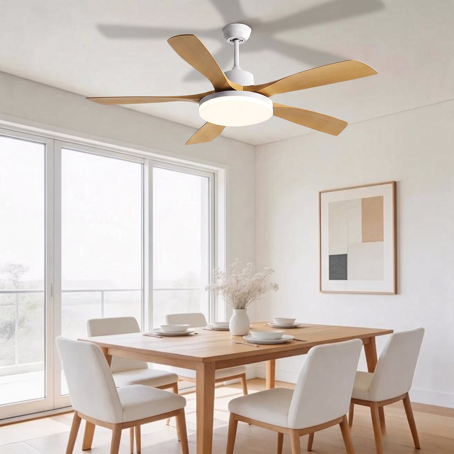 Modern 5-Blade LED Ceiling Fan - 40"/46"/56" Downrod & Flush Mount