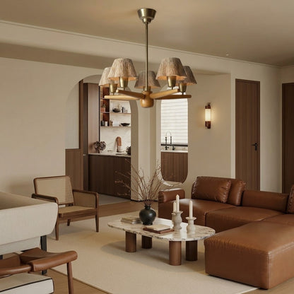 Mid-Century Solid Wood Ceiling Light for Dining Room