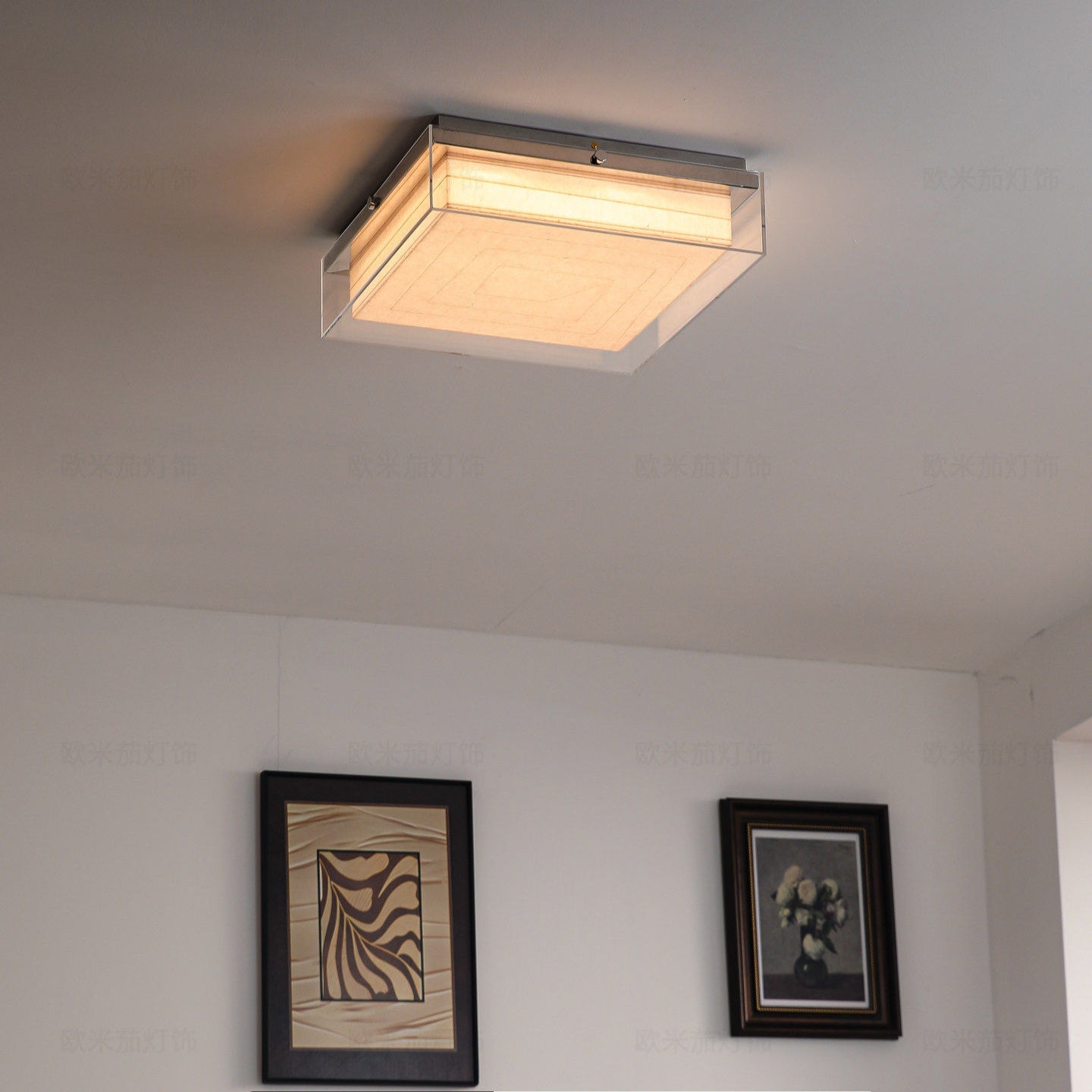Modern Square Acrylic Flush Mount Light - 3-Color Ceiling Lamp
