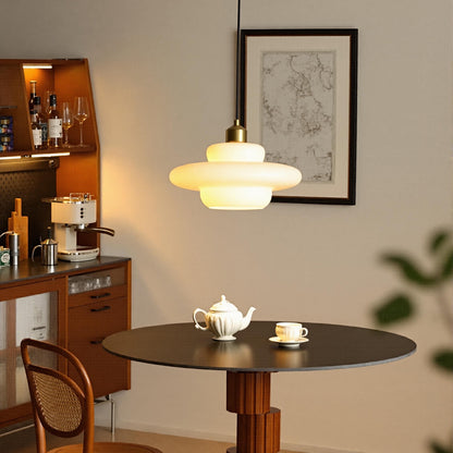 Mid Century Milk White Glass Pendant Light Fixture-[Modern pendant lighting for bedroom and living space]-Demolights UK