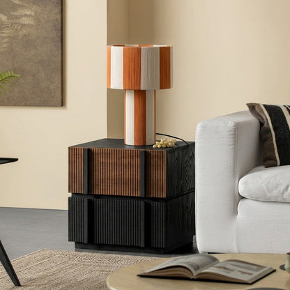Modern Striped Cotton Cord Table Lamp – Decorative Bedside Light