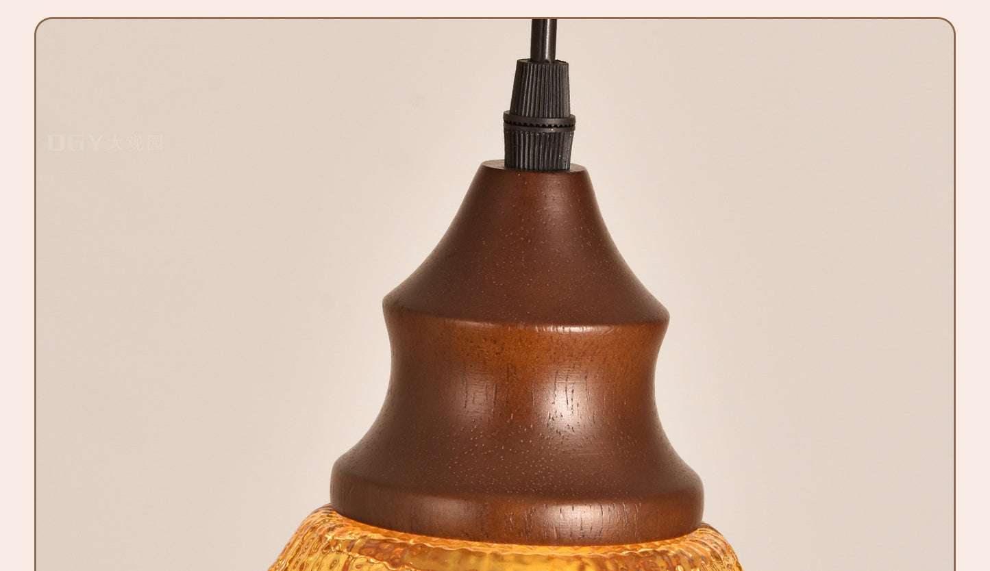 Nordic Vintage Glass Pendant Light for Bedroom or Study