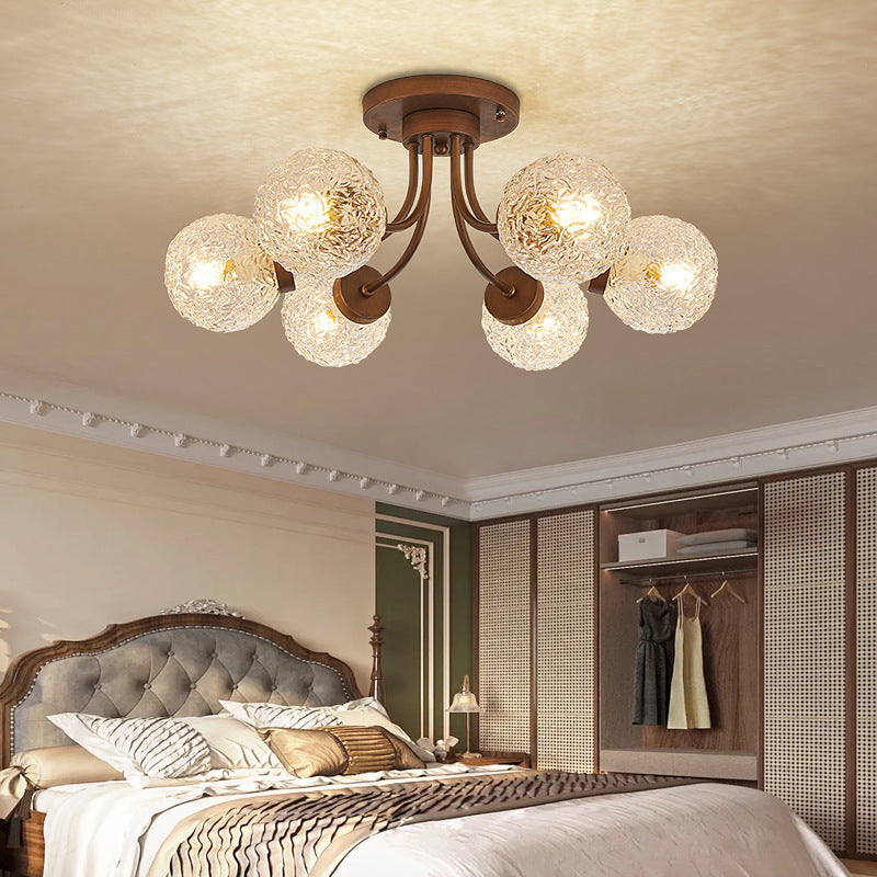 French Vintage Glass Ceiling Light for Living Room