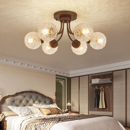 French Vintage Glass Ceiling Light for Living Room
